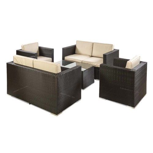 Rattan 6 seat sofa set