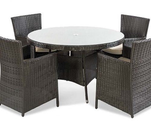 Rattan Table and 4 armchairs set