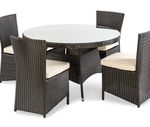 Rattan Round Table 1.2m and Dinning Chairs