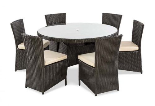 Rattan Round Table 1.35m and 6 Dinning Chairs