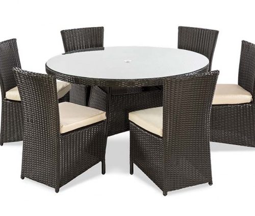 Rattan Round Table 1.35m and 6 Dinning Chairs