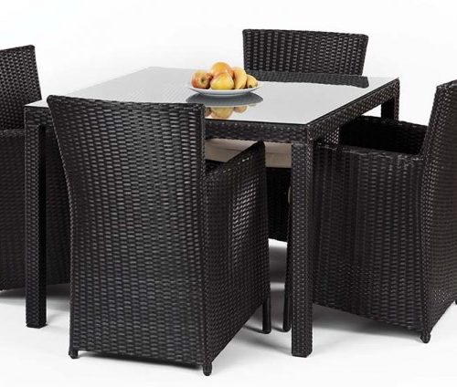 Rattan Table and 4 armchairs set