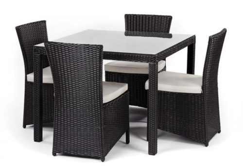 Rattan Table and 4 dining chairs set