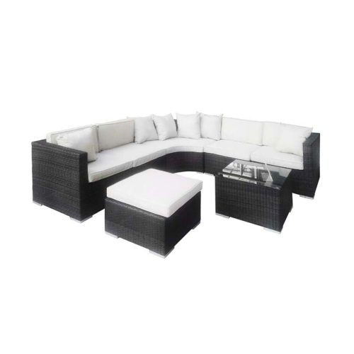 Rattan round corner modular sofa set
