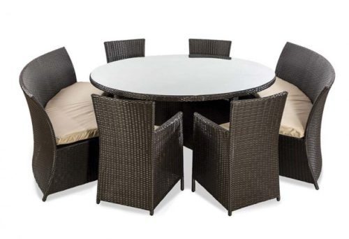 Rattan 4 armchairs and 2 bench dining set