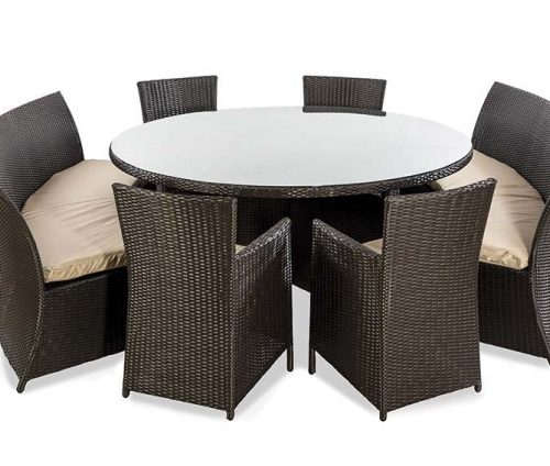 Rattan 4 armchairs and 2 bench dining set