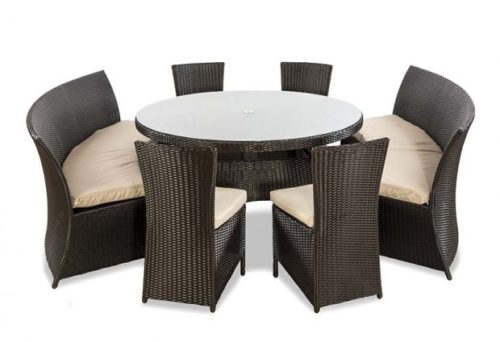 Rattan 2 bench and 4 dining chair set