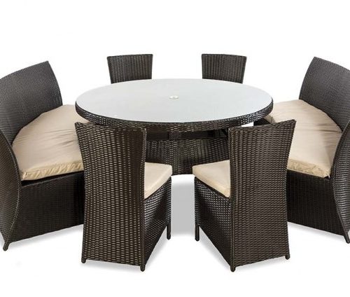 Rattan 2 bench and 4 dining chair set